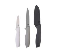 MasterChef Cuchillos Cocina, Set Cuchillo de Chef | Juego de Cuchillos de Carne, Chef y Pelar, Inox, Hoja Afilada con Revestimiento Antirayaduras, Asas Suaves al Tacto, 3 Piezas