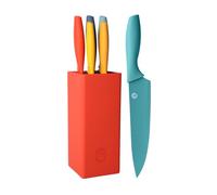 MasterChef Juego de Cuchillos de Cocina con Soporte Taco Universal | con Cuchillo Set para Pan, Cebollero, Chef, Carne y Pelar, en Acero Inoxidable, Acero Inox, Multicolor, Tacto Suave, 5 Piezas