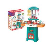 Masterchef Junior Play Kitchen - Cocina Compacta con 31 Accesorios, Luces y Sonidos Realistas, Incluye Alimentos de Fieltro y Delantal, Fácil Montaje, Funciona con 3 Pilas AA, Famosa (MTE01000)