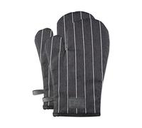 Guantes de horno Masterchef resistentes al calor, 100% algodón, guantes de horno perfectos para cocinar, hornear, con lazo para colgar y logotipo de piel vegana, negro/blanco, lana