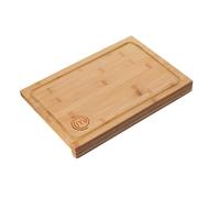 MasterChef Tabla de cortar de madera, tabla de cocina de bambú, para carne, jamón, pan, queso, con ranura y borde para jugo, natural, sostenible, 38,5 de largo x 26,5 de ancho x 2 de alto
