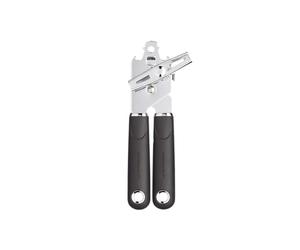 MasterClass Abrelatas con asas de agarre suave, acero inoxidable, 19 cm, negro