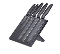 MasterClass Agudo Juego de cuchillos de acero inoxidable antiadherente de 5 piezas y bloque magnético para cuchillos, con cinco cuchillos y soporte expositor - Negro