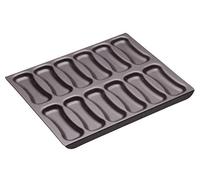 MasterClass Bandeja para hornear Eclair de 12 moldes con antiadherente PTFE, PFOA y BPA, robusta de acero al carbono de 1 mm de grosor, lata de 31 x 25,5 cm