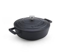 MasterClass Cazuela con Tapa 2,5L/24 cm, Aluminio fundido ligero, Apta para Horno y Placa de Inducción, Negro
