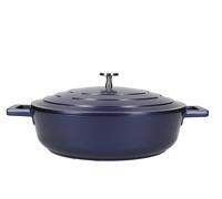 MasterClass Cacerola poco profunda con tapa 4 Litros/28 cm, Aluminio fundido ligero, Apta para horno y placa de inducción, Azul