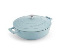 MasterClass Cacerola poco profunda con tapa 4L/28 cm, Aluminio fundido ligero, Apta para horno y placa de inducción, Azul cielo