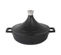 MasterClass Cast Aluminium Tagine Dish with Self-Basting Cone Lid, 4L Non-Stick Round Casserole, Induction Hob to Oven Cookware, Dishwasher Safe, Oven Safe, 28cm, Black