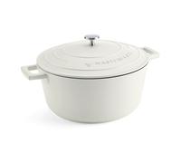 MasterClass Cazuela con Tapa, Grande 5L/28 cm, Aluminio Fundido Ligero, Apta para Horno y Placa de Inducción, Crema
