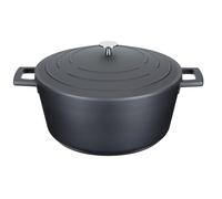 MasterClass Cazuela con Tapa, Grande 5L/28 cm, Aluminio Fundido Ligero, Apta para Horno y Placa de Inducción, Negra