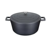 MasterClass Cazuela con Tapa, Grande 5L/28 cm, Aluminio Fundido Ligero, Apta para Horno y Placa de Inducción, Negra