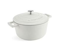 MasterClass Cazuela con tapa, mediana, 4 l/24 cm, aluminio fundido ligero, apta para placas de inducción y hornos, color crema