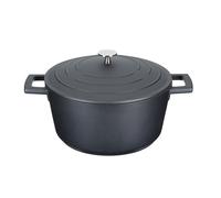 MasterClass Cazuela con Tapa, Mediana 4L/24 cm, Aluminio Fundido Ligero, Apta para Horno y Placa de Inducción, Negra