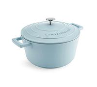 MasterClass Cazuela con tapa, mediana 4L/24 cm, aluminio fundido ligero, apta para horno y placa de inducción, azul cielo