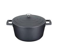 MasterClass Cazuela con Tapa, Mediana 4L/24 cm, Aluminio Fundido Ligero, Apta para Horno y Placa de Inducción, Negra