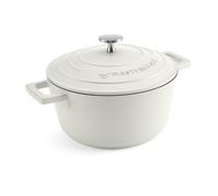 MasterClass Cazuela Pequeña con Tapa 2,5L/20 cm, Aluminio Fundido Ligero, Apta para Horno y Placa de Inducción, Crema
