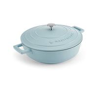 MasterClass Cacerola poco profunda con tapa 4L/28 cm, Aluminio fundido ligero, Apta para horno y placa de inducción, Azul cielo