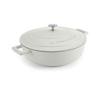 MasterClass Cacerola Poco Profunda con Tapa, Cacerola de la Placa al Horno y a la Mesa, Ultraligera, Óptima Conducción del Calor, 4L, Crema