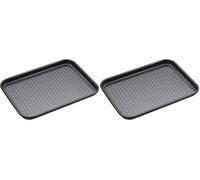 MasterClass Crusty Bake Bandeja de horno perforada antiadherente sin PTFE, PFOA ni BPA, robusta de acero al carbono de 1 mm de grosor, 24 x 18 cm (Paquete de 2)
