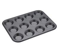 MasterClass Crusty Bake Bandeja perforada para tartas de carne, sin PTFE, PFOA ni BPA, resistente acero al carbono de 1 mm de grosor, 32 x 24 cm, 12 agujeros, gris