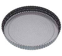 MasterClass Crusty Bake Molde para Quiche de 30 cm con antiadherente PTFE, PFOA y BPA, robusto acero al carbono de 1 mm, fondo suelto, estriado, perforado, gris