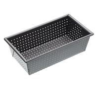 MasterClass Crusty Bake Molde perforado para pan de molde sin PTFE, PFOA ni BPA, resistente acero al carbono de 1 mm, 2 lb, 21cm x 11cm x 7cm, gris