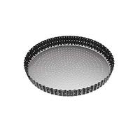 MasterClass Crusty Bake Molde Perforado para Quiche con PFOA Antiadherente y Fondo Suelto, Molde Acanalado para Tarta, Robusto Acero al Carbono de 1mm, 28cm (11''), Negro