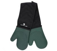 MasterClass Guantes de silicona para horno, guantes resistentes al calor con relleno de algodón, guantes antideslizantes de doble cara para cocinar y hornear, sin BPA, negro/verde oscuro