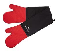 MasterClass Heavy Duty Guantes de Horno Dobles, Silicona/Algodón, Negro/Rojo