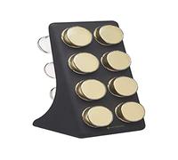 MasterClass Herb and Spice Rack Set with 8 Brass Finish Lidded Jars and Gift Box, Black / Brass-Effect, 9 Pieces