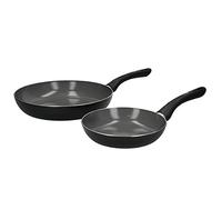 MasterClass Juego de Sartenes de Cerámica Eco sin PTFE, PFOA ni BPA, fabricadas con un 70% de aluminio reciclado, Juego de 2 piezas de 20 cm / 28 cm,Negro