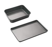 MasterClass Juego de utensilios para hornear con recipiente hondo para asar y bandeja grande para hornear sin PTFE, PFOA y BPA, robusto acero al carbono de 1 mm de grosor, 2 piezas