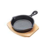 MasterClass KitchenCraft Artesà Sartén Pequeña de Hierro Fundido, Redonda, Medidas 20 x 15 cm - Negro/Beige, 1 L