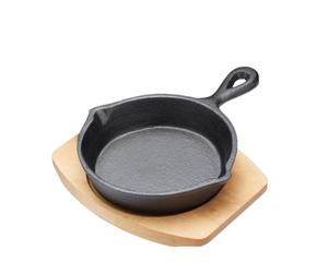 MasterClass KitchenCraft Artesà Sartén Pequeña de Hierro Fundido, Redonda, Medidas 20 x 15 cm - Negro/Beige, 1 L