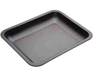 MasterClass Lata para asar 38 x 30,5 cm con antiadherente PTFE, PFOA y BPA, robusta bandeja para asar abierta inclinada de acero al carbono de 1 mm de grosor