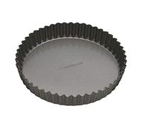 MasterClass Molde antiadherente para tartas y quiches, sin PTFE, PFOA ni BPA, de acero al carbono estriado de 1 mm de grosor, redondo de 25 cm (10"), gris