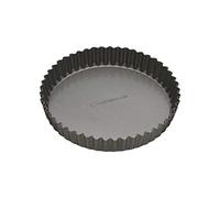 MasterClass Molde para tarta de fondo suelto de 20 cm, sin PTFE, PFOA ni BPA, resistente acero al carbono de 1 mm de grosor, molde redondo acanalado para quiche de 8 pulgadas, gris