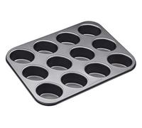 MasterClass Sartén Friand de 12 agujeros con antiadherente PTFE, PFOA y libre de BPA, robusta de acero al carbono de 1 mm, 35,5 x 26,5 cm.