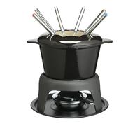 MasterClass Set de Fondue de Hierro Fundido para Chocolate, Queso, Carne, 21 x 18 cm, Negro