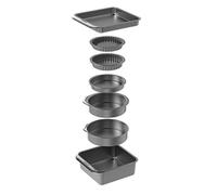 MasterClass Smart Space Bakeware Set 7 Piezas PTFE, PFOA y BPA Free Antiadherente y Apilable con Sartén para Asar, Bandeja para Brownie, 2 Sartenes Redondos, Sartén para Sándwich, 2 Platos para Quiche