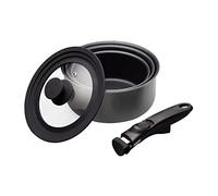 MasterClass Smart Space - Cacerolas antiadherentes para todas las cocinas, aptas para inducción, cacerolas antiadherentes, con mango extraíble y tapa universal, aluminio, juego de 5 piezas, gris