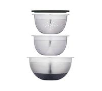 MasterClass Smart Space Juego de cuencos apilables, acero inoxidable, juego de 3 piezas, 23,5 cm