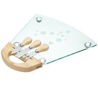MasterClass Tabla y Cuchillos de Queso de Cristal (Juego de 4 piezas)