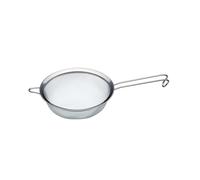 MasterClass Tamiz de malla fina, acero inoxidable, borde pulido y práctico recipiente redondo con asa de gancho, 20,5 cm (8"), con etiqueta