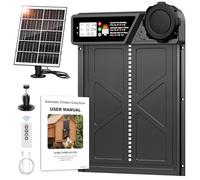 MASTERFUN - Puerta automática para gallinero solar con pantalla LCD impermeable, temporizador, control remoto, función antipellizco, negro
