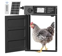 MASTERFUN Puerta de pollo automática grande solar, aluminio, apertura lateral, tapa eléctrica con panel solar 7W, LED, sensor de luz, temporizador, mando