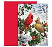 Masterpiece Studios Holiday Brights Collection 928500 - Tarjetas de Navidad en caja con sobres, 7.8 x 5.6 pulgadas, pareja cardenal (928500)
