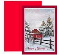 Masterpiece Studios Holiday Collection - Tarjetas de Navidad en caja de 18 unidades con sobres, 7.8 x 5.6 pulgadas, granero de invierno (914200)