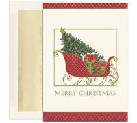 Masterpiece Studios - Tarjetas de Navidad con diseño de trineo de Papá Noel, 18 tarjetas y 18 sobres forrados