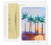 Masterpiece Studios Warmest Wishes Holiday Collection - 16 tarjetas/sobres forrados de aluminio, palmas con purpurina, 5.6 x 7.8 pulgadas